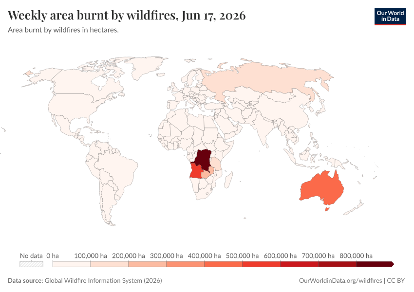 A thumbnail of the "Weekly area burnt by wildfires" chart